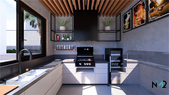 Bar gourmet com churrasqueira — NM2 Arquitetura